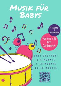 Flyer für die Kurse für Musik für Babys von 0 bis zu 18 Monaten in Hamburg